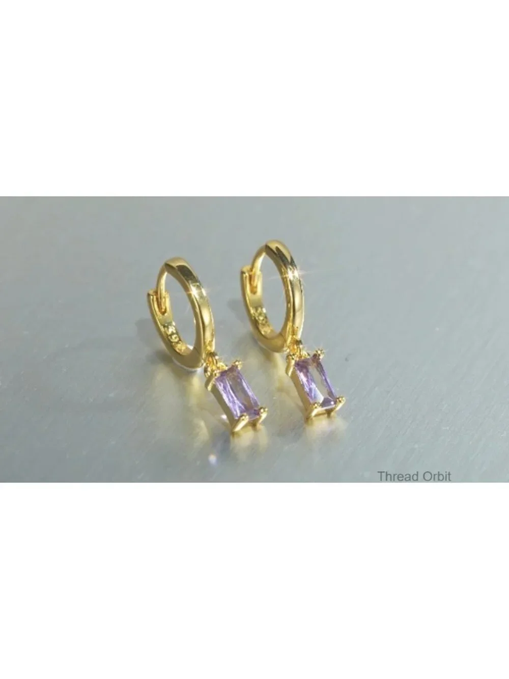 Huggie Hoop Earrings with Drop, 14K Gold Hypoallergenic Earrings for Sensitive